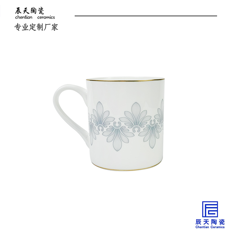 <b>客戶定制 極簡紋飾鍍金陶瓷馬克杯</b>