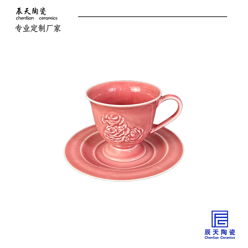 <b>客戶(hù)定制 創(chuàng)意浮雕玫瑰陶瓷咖啡杯</b>