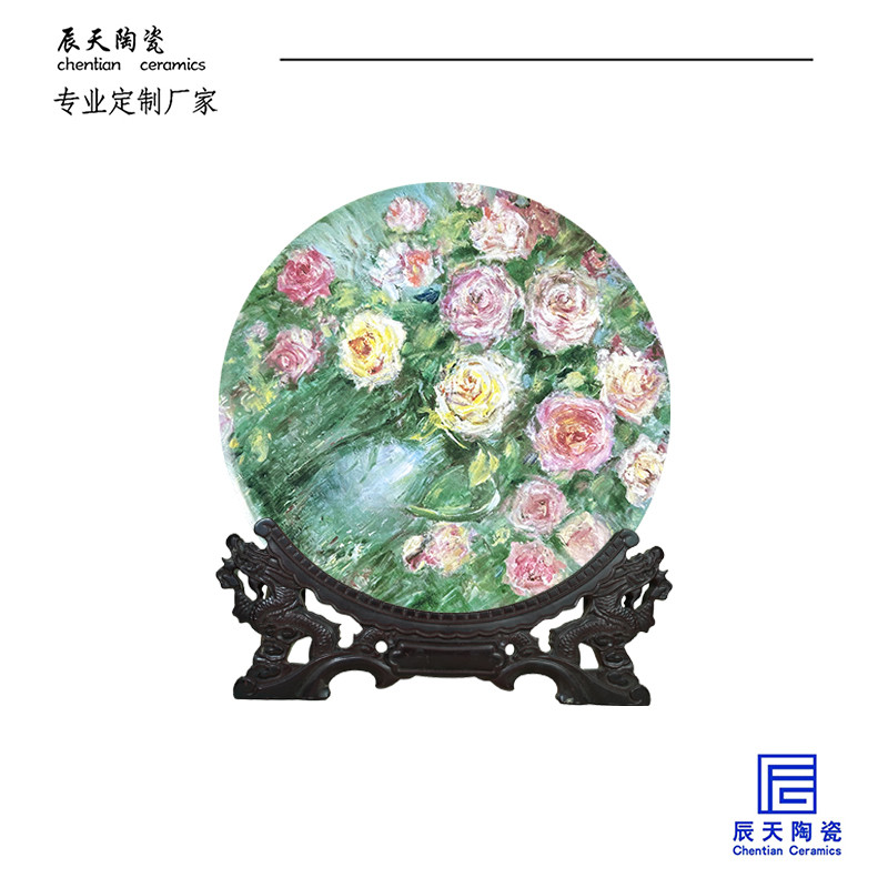 <b>客戶定制 復(fù)古花卉陶瓷紀(jì)念盤</b>